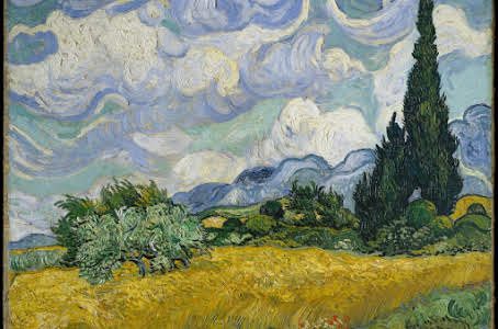 Wheat Field with Cypresses